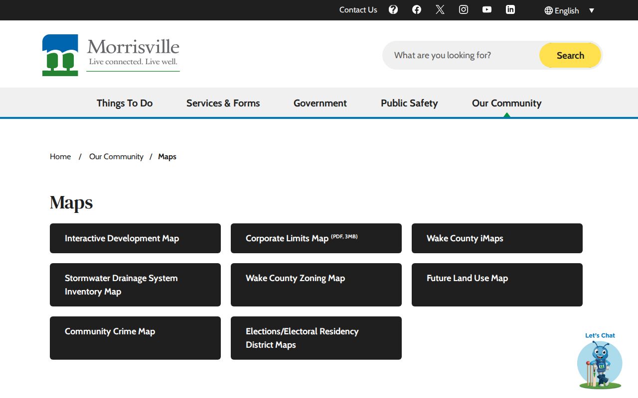 Morrisville residents directory Town Maps parcel-viewer links