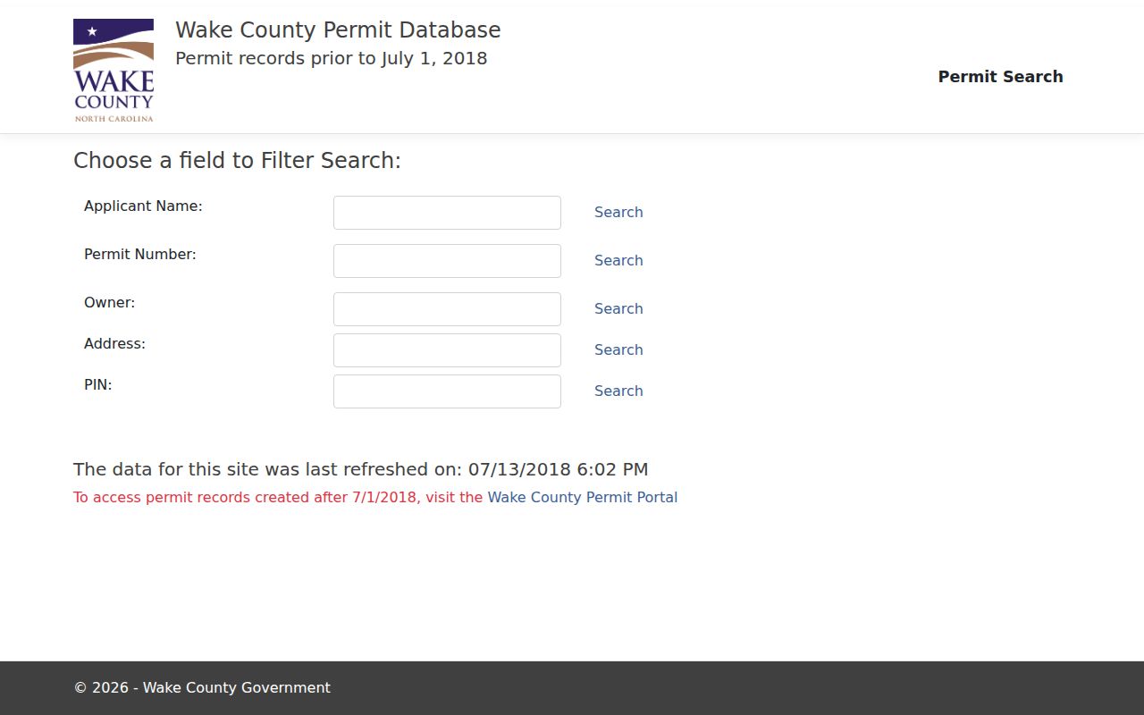 Morrisville previous residents research using the Wake permit search